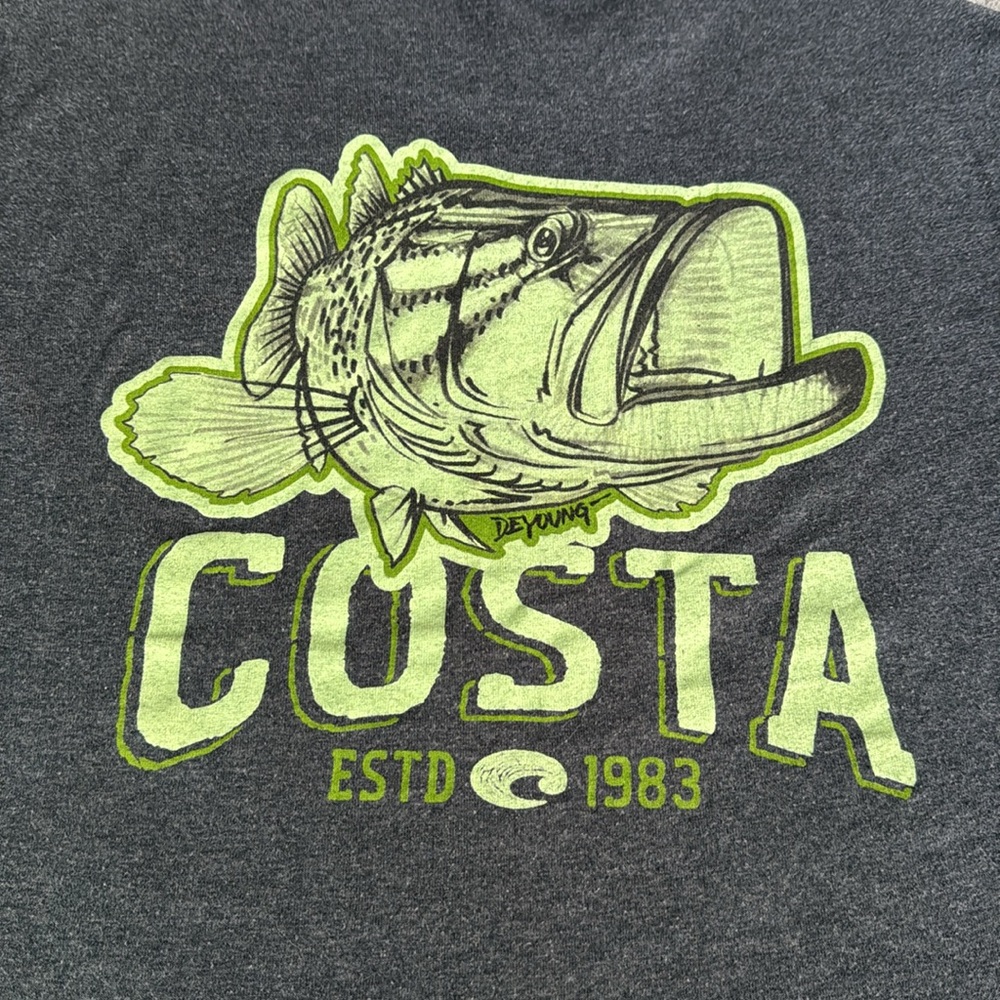 Costa Charcoal Tee with Neon Green Fish